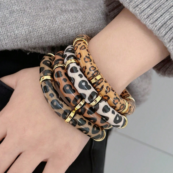 Simple Series Retro Leopard Print Acrylic Women's Bangles Picture2