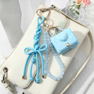 Simple Series Daily Polka Dots Cherry Woven Alloy Bag Charms Earphone Case h5 Picture6