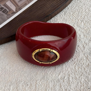 Simple Series Retro Irregular Shape Gradient Color Ellipse Shape Resin Women's Bangles h5 