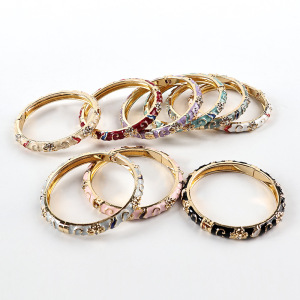 Classic Series Elegant Flower Mixed Color Alloy Gold Color  Women's Bangles h5 Picture3