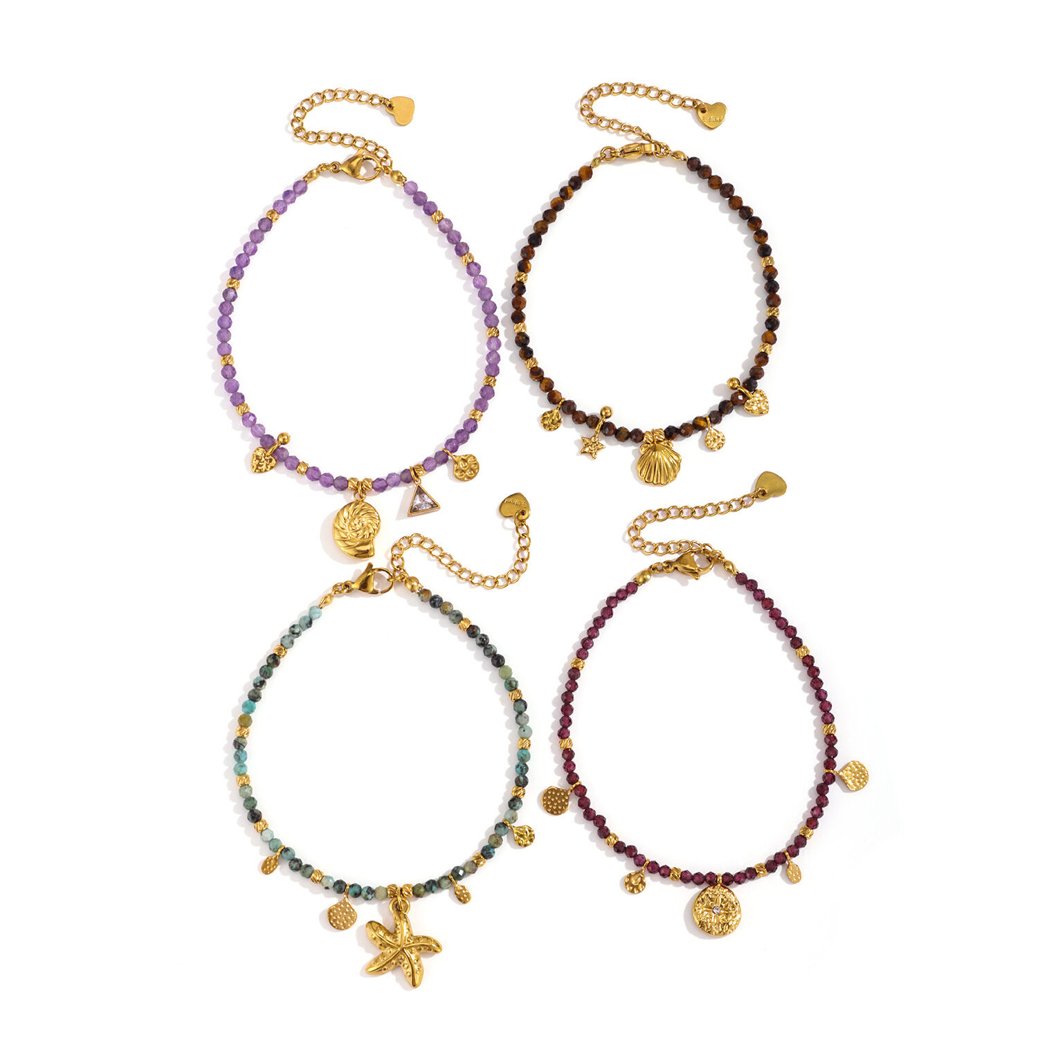 Simple Series Retro Beads Ellipse Shape Natural Stones   Gold Color  Women's Beaded Necklaces Picture4