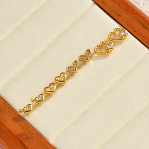 Simple Series Niedliche Herz-Ohrstecker Aus Edelstahl, Wasserdicht, Goldfarben, Für Damen h5 Bild3