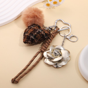 Simple Series Elegant Heart Twist Plaid Rose Fabric Bag Charms h5 Picture2