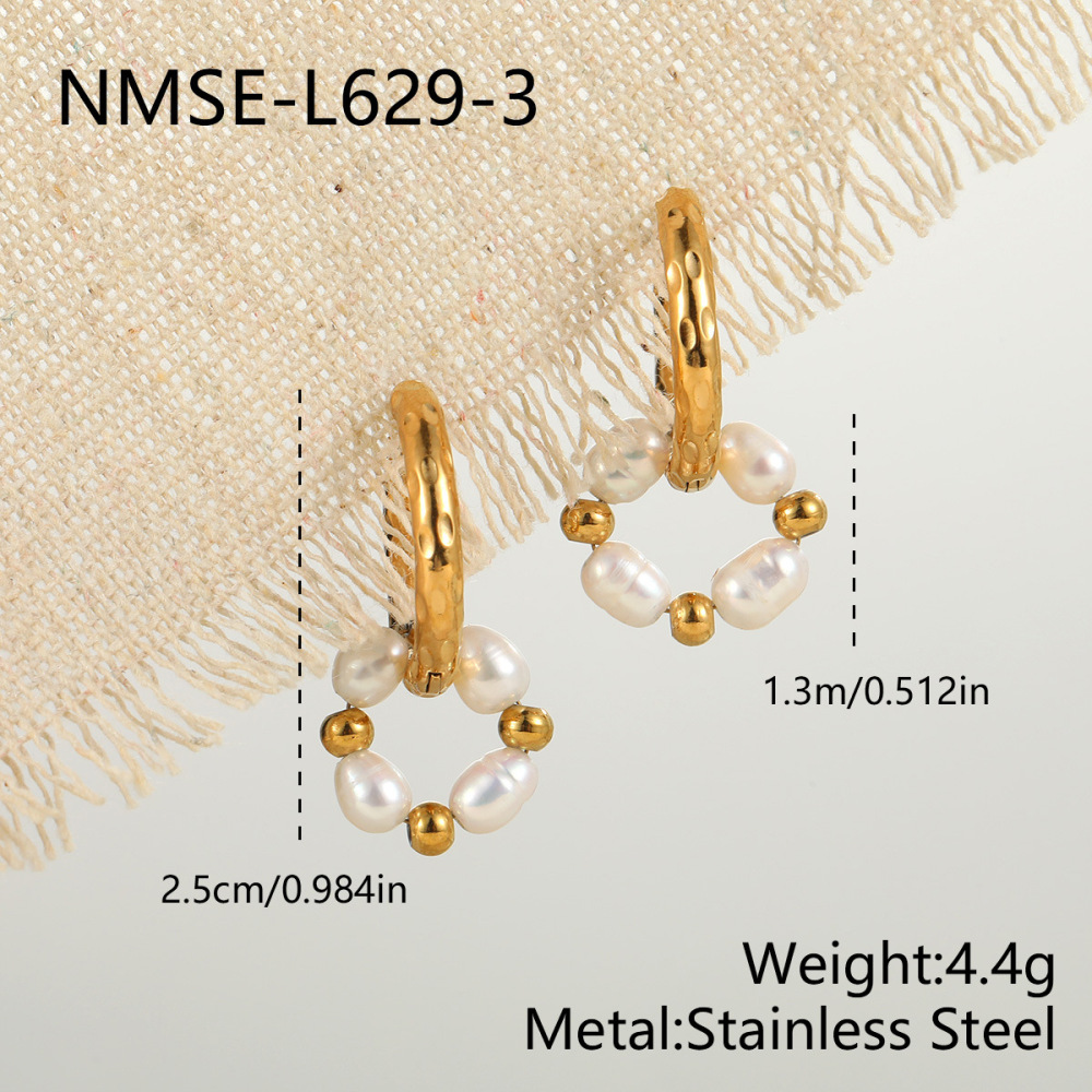 Simple Series Retro Circle Stainless Steel Waterproof Women's Beads Earrings