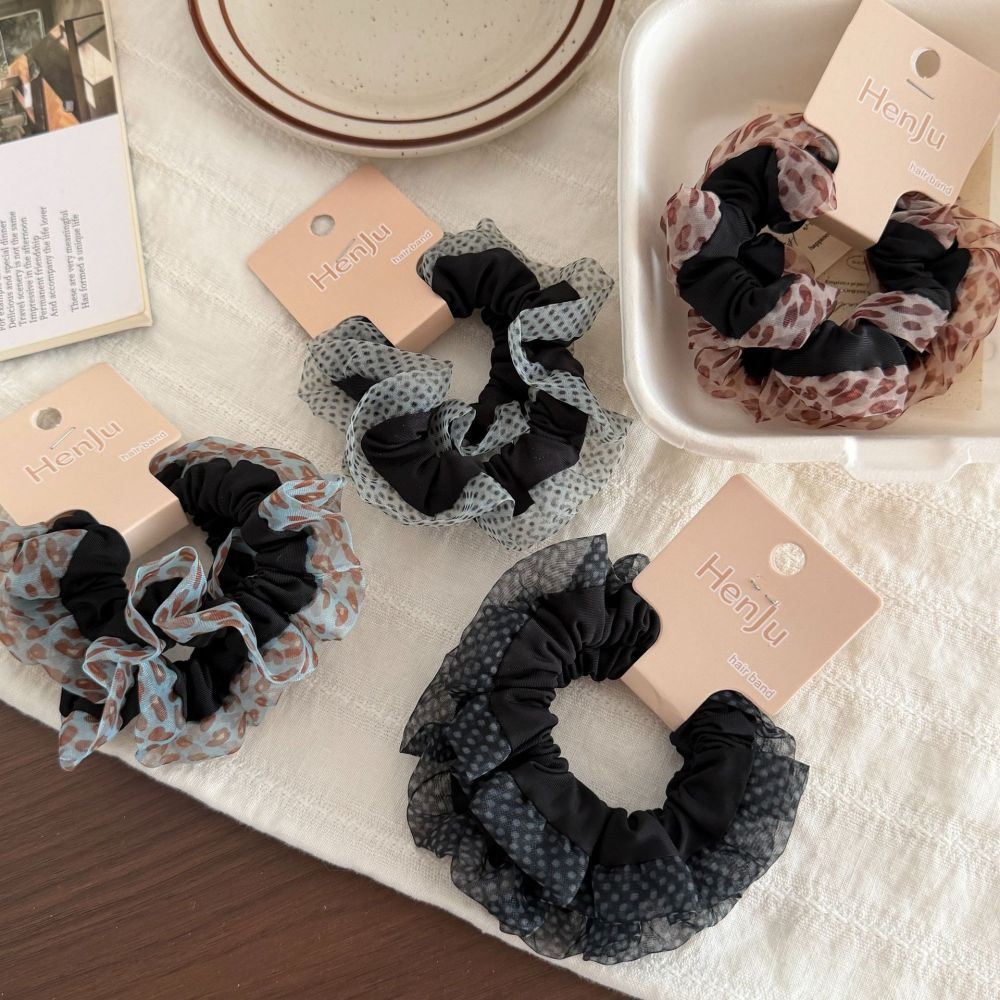 Simple Series Retro Leopard Print Polka Dots Fabric Scrunchies Picture2
