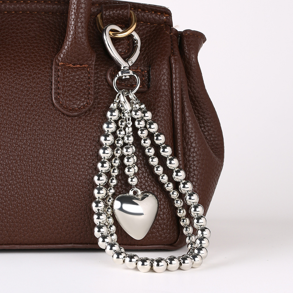 Simple Series Daily Heart Solid Color Beads Alloy Bag Charms 