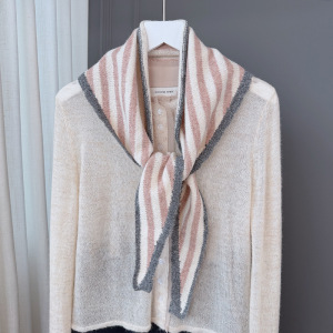 Simple Series Daily Stripe Mixed Color Wool Polyester Blend Triangular Scarves h5 
