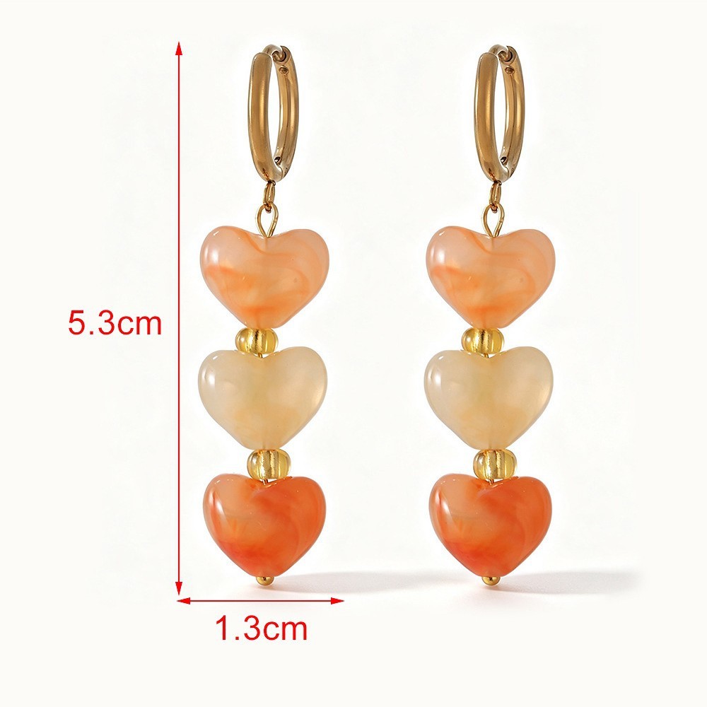 Heart Gradient Color Resin Women's Beads Earrings Picture3
