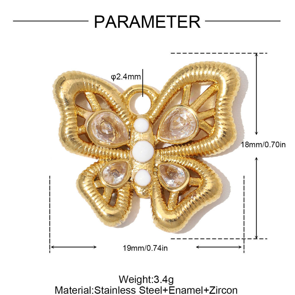 Classic Series Diy Flower Heart Hollowed-Out Butterfly Stainless Steel Waterproof Gold Color Women's Pendants