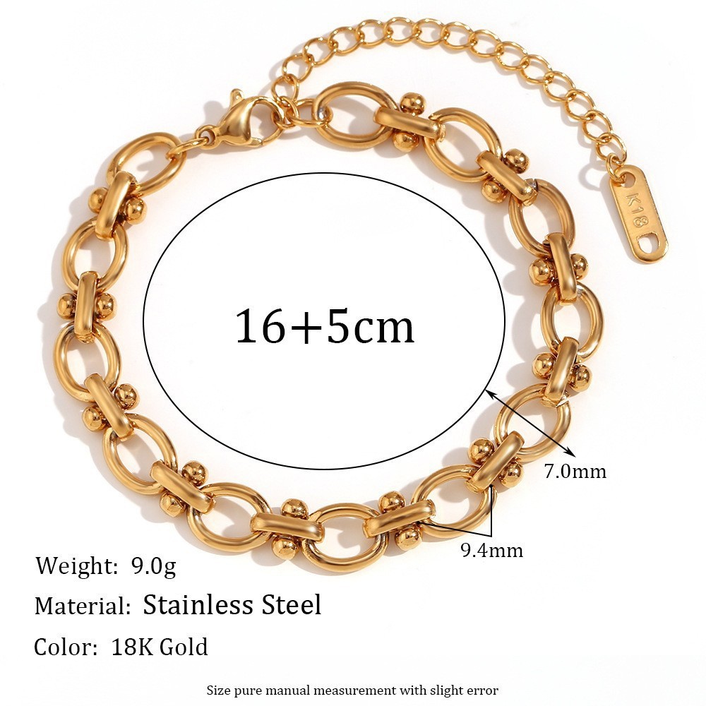 Simple Series Punk Twist Patchwork Chain Stainless Steel Waterproof Gold Color Women's Chain Bracelets
