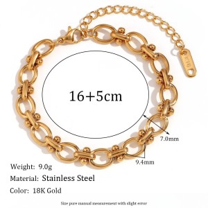 Simple Series Punk Twist Patchwork Chain Stainless Steel Waterproof Gold Color Women's Chain Bracelets h5