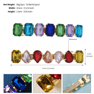 Luxurious Series Retro Mixed Color Ellipse Shape Geometric Shape Alloy Rhinestone Hair Clips h5 