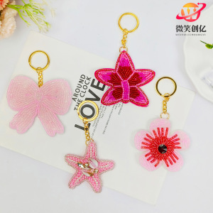 Simple Series Natural Flower Oceanic Style Beads Mixed Color Woven Starfish Seed Bead Keychain h5 Picture3