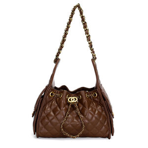Borsa A Tracolla Quadrata Da Donna In Stile Casual Con Cuciture Trapuntate, Dettagli In Metallo E Catena In Tinta Unita, In Pu Di Alta Qualità. h5