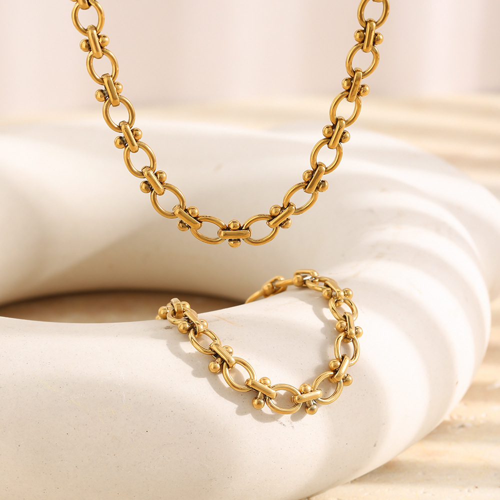 Simple Series Punk Twist Patchwork Chain Stainless Steel Waterproof Gold Color Women's Chain Bracelets Picture3