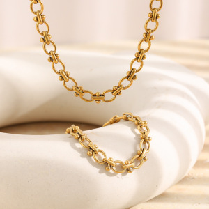 Simple Series Punk Twist Patchwork Chain Stainless Steel Waterproof Gold Color Women's Chain Bracelets h5 Picture3