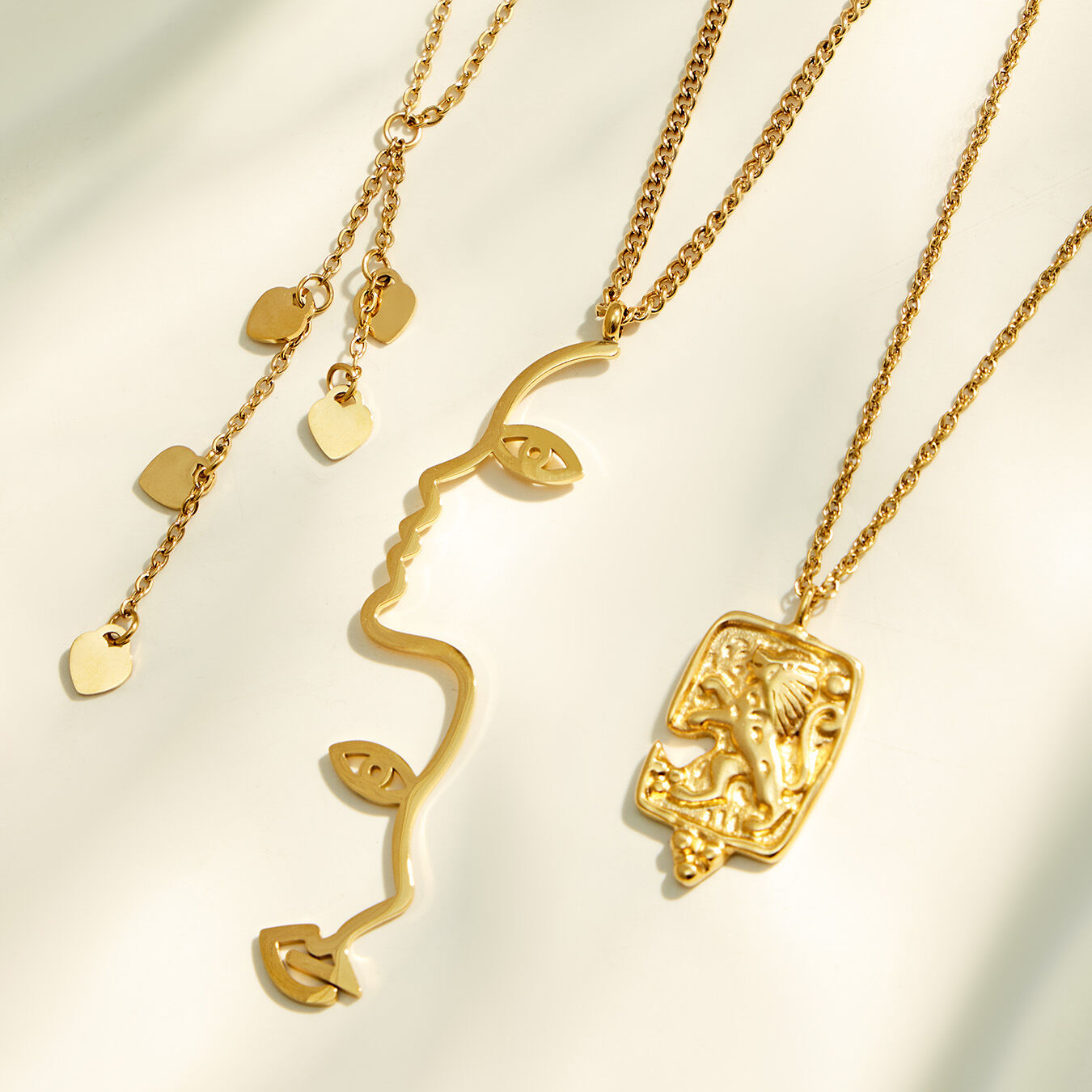 Collares Con Colgante Para Mujer De La Serie Simple Elegant Figure Chain, De Acero Inoxidable, Resistentes Al Agua Y Color Dorado. h5 Imagen2