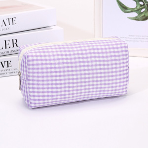 Simple Series Daily Solid Color Plaid Polyester Makeup Bags h5