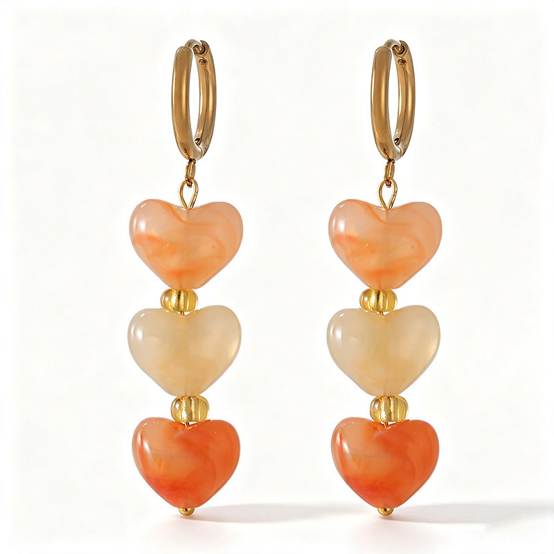 Heart Gradient Color Resin Women's Beads Earrings