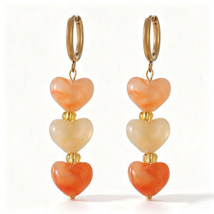 Heart Gradient Color Resin Women's Beads Earrings h5
