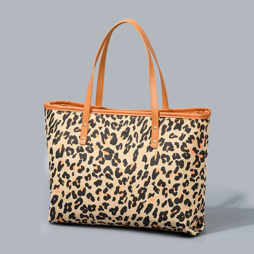Casual Style Printed Leopard Print Cotton Women's Tote Bag Tote Bags
