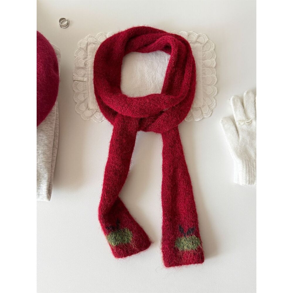 Simple Series Cute Solid Color Cherry Winter Scarves