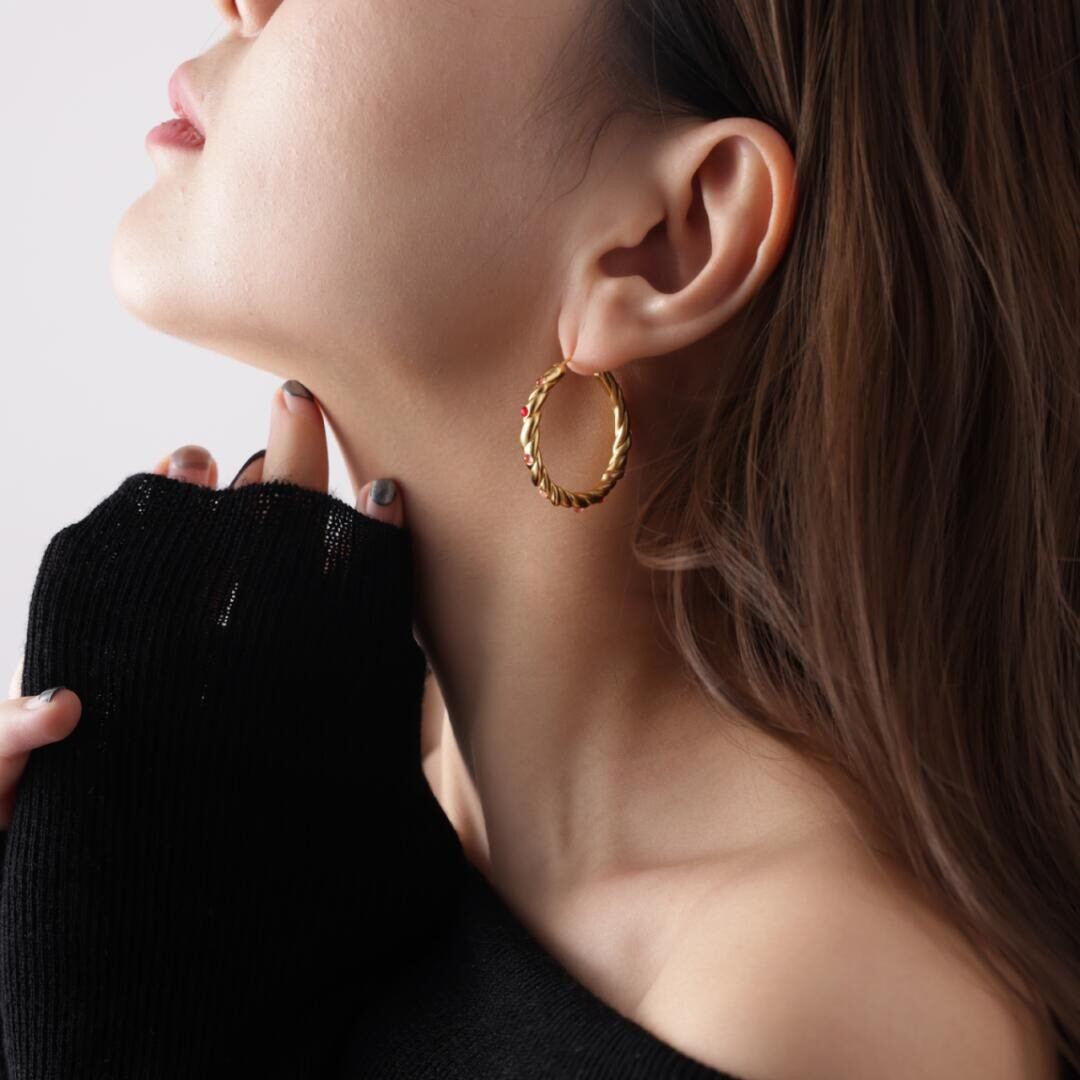 Eenvoudige Serie Elegante Gedraaide Kopergouden Oorringen Voor Dames h5 Afbeelding2
