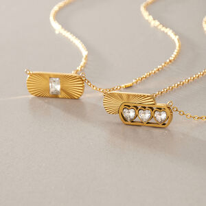 Heart Rectangle Stainless Steel Waterproof Gold Color Zircon Women's Pendant Necklaces h5 Picture2