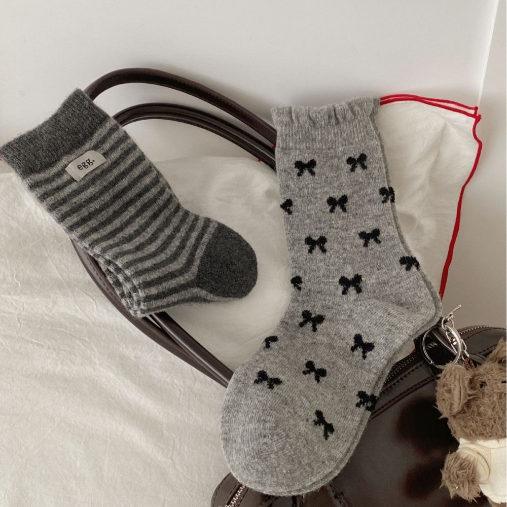 Basic Stripes Wool Plaid Mid-Calf Socks h5Picture3