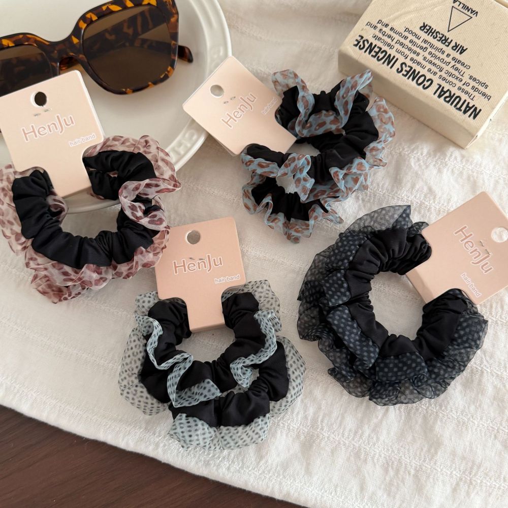 Simple Series Retro Leopard Print Polka Dots Fabric Scrunchies Picture4