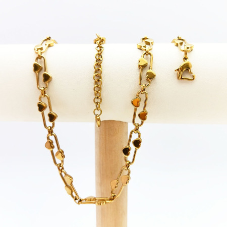 Simple Heart Stainless Steel Waterproof Gold Color Women's Chain Necklaces