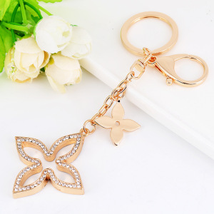 Simple Series Elegant Flower Clover Alloy Rhinestone Keychain h5 Picture2