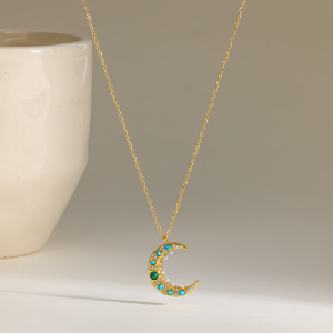 Romantic Series Casual Moon Stainless Steel Waterproof Gold Color Women's Pendant Necklaces h5 Picture3