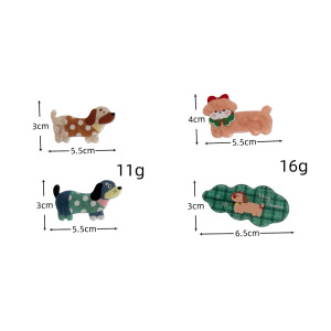 Simple Series Cute Animal Christmas Plaid Polka Dots Mixed Color Dachshund Acetate Hair Clips h5 Picture5
