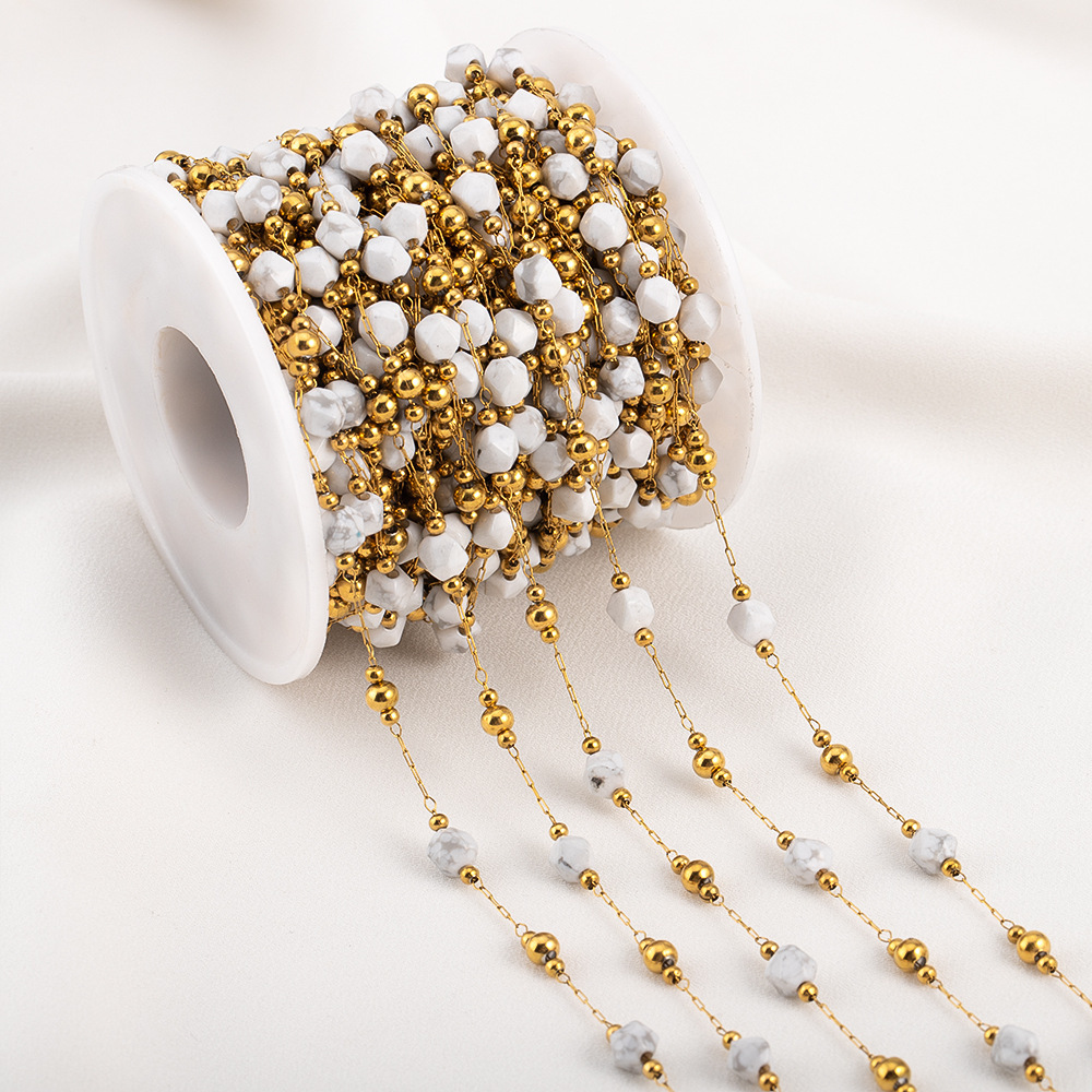 Simple Series Diy Beads Stainless Steel Waterproof Gold Color Stringing Materials Picture5
