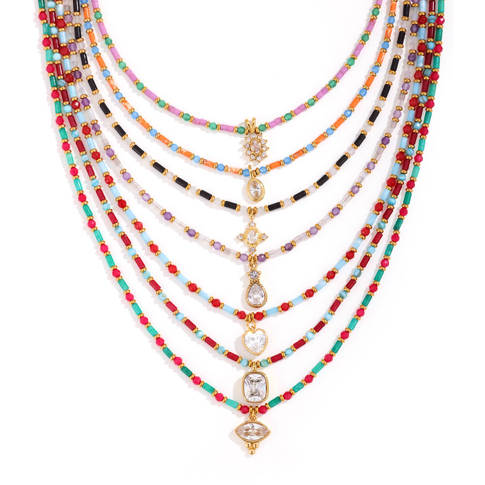 Romantic Series Sweet Beads Mixed Color Natural Stones Women's Beaded Necklaces h5Picture4