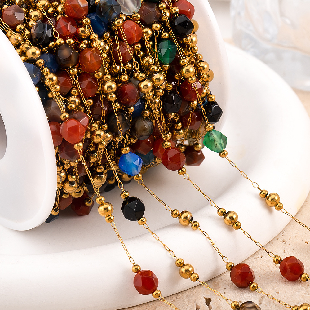 Simple Series Diy Beads Chain Geometric Shape Stainless Steel Waterproof   Gold Color  Stringing Materials 