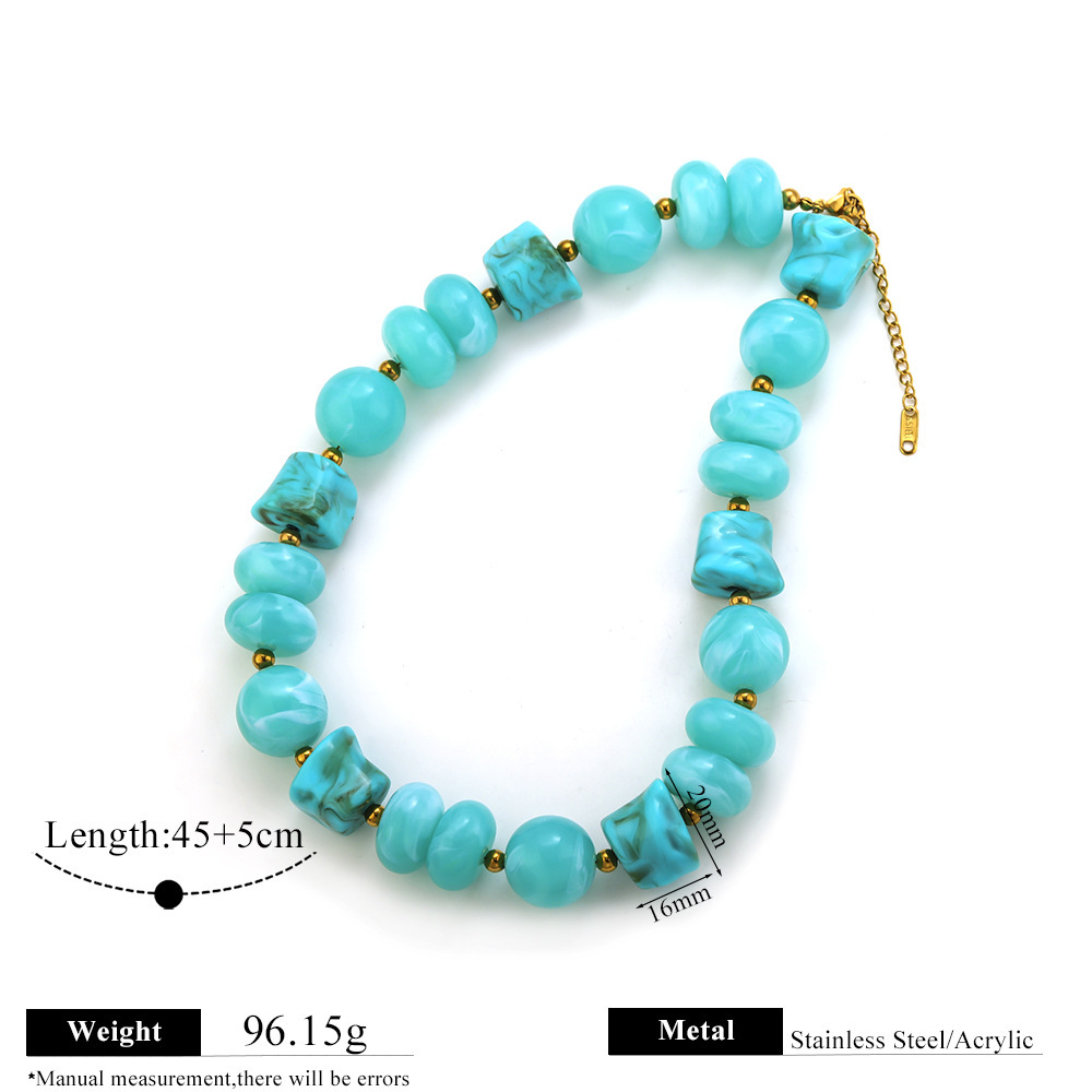 Simple Series Retro Beads Gradient Color Acrylic Women's Beaded Necklaces 