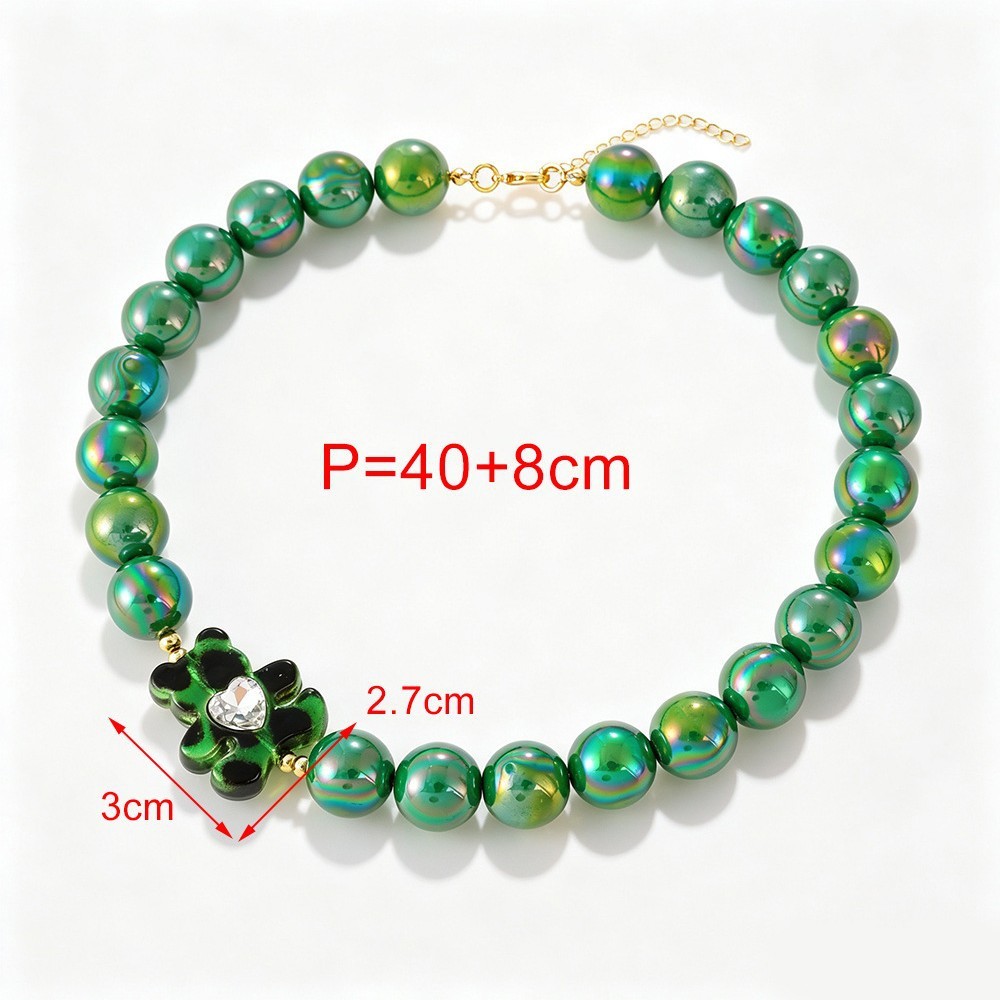 Romantic Series Cute Bear Beads Resin Women's Beaded Necklaces Picture3