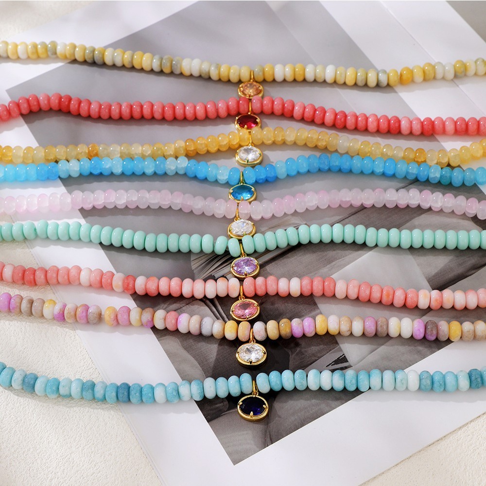 Romantic Series Sweet Beads Gradient Color Natural Stones Women's Beaded Necklaces Picture4