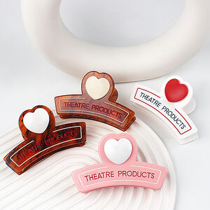 Garras Para El Cabello De Acetato Con Estampado De Leopardo Y Forma De Corazón, De La Serie Romantic Simple Letter Heart h5 Imagen2