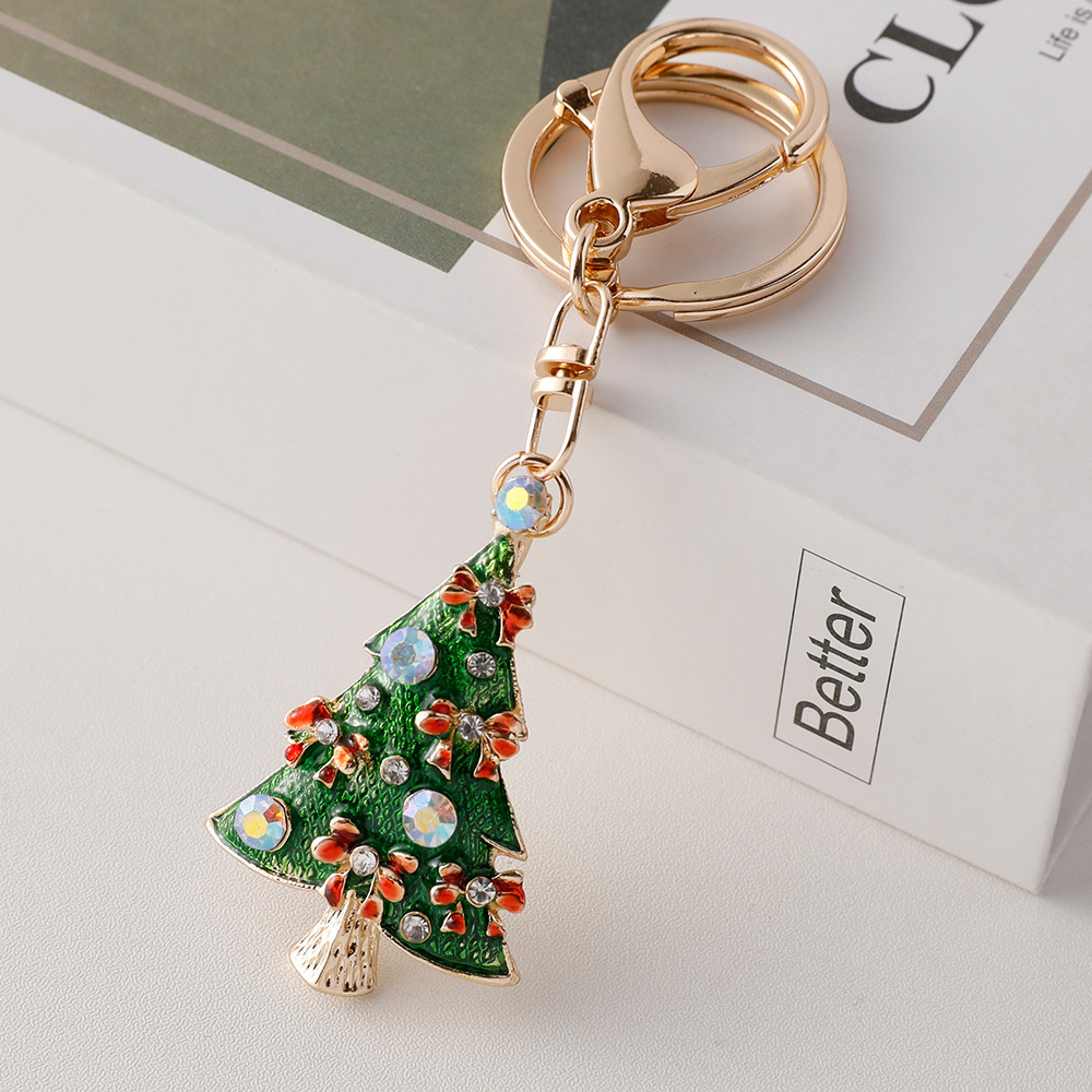 Simple Series Cute Animal Christmas Alloy Rhinestone Keychain