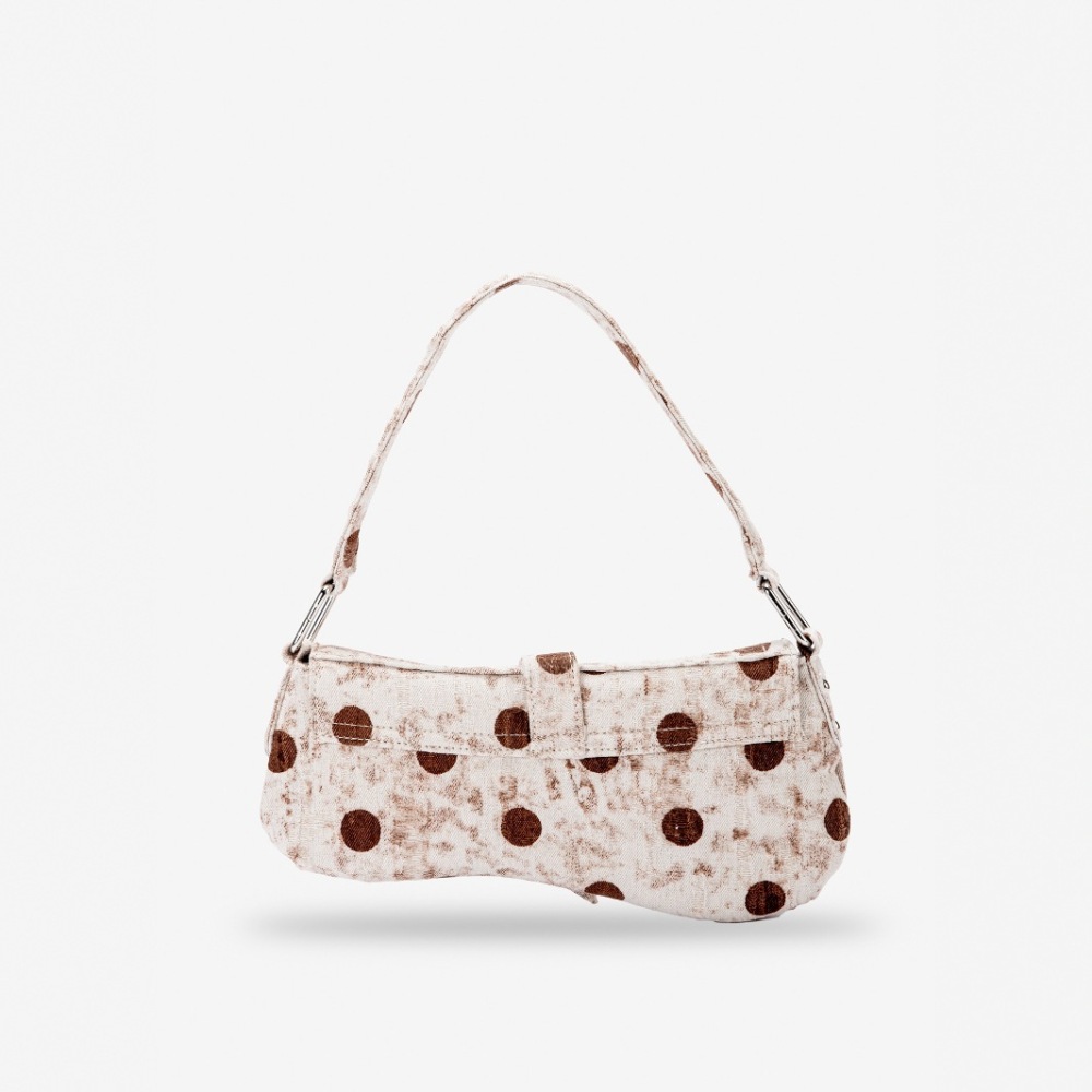 Streetwear Style Printed Polka Dots Fabric Women's Saddle Bag h5Picture3