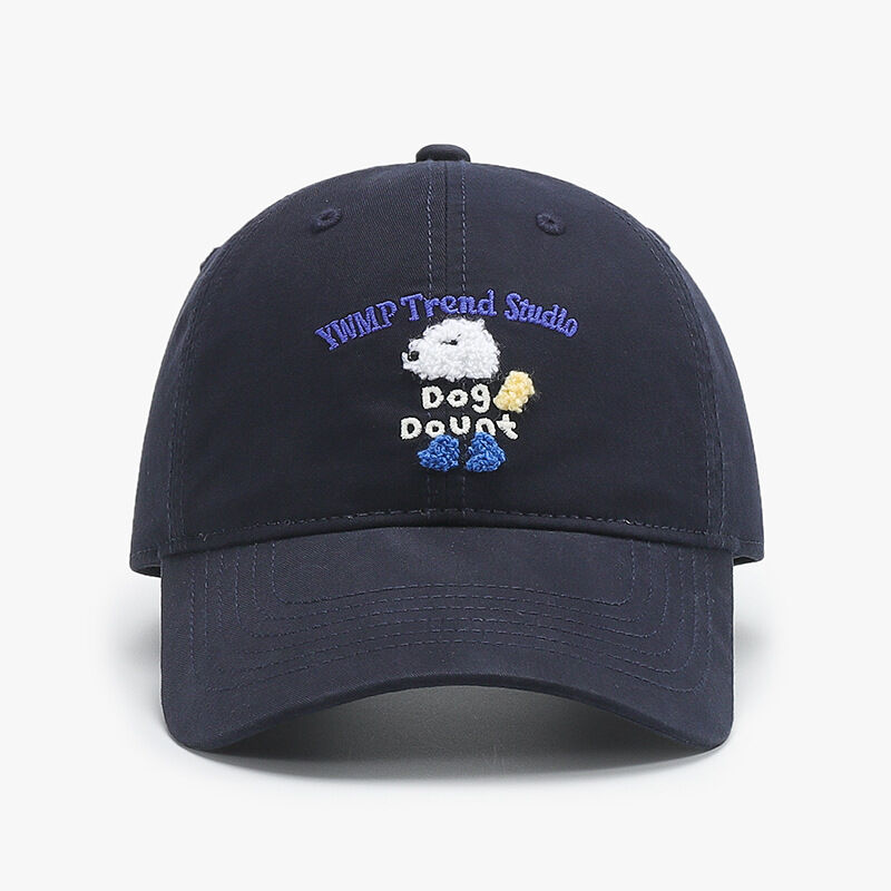 Cappellino Da Baseball Da Donna In Cotone Con Ricamo Di Una Lettera E Un Cane.
