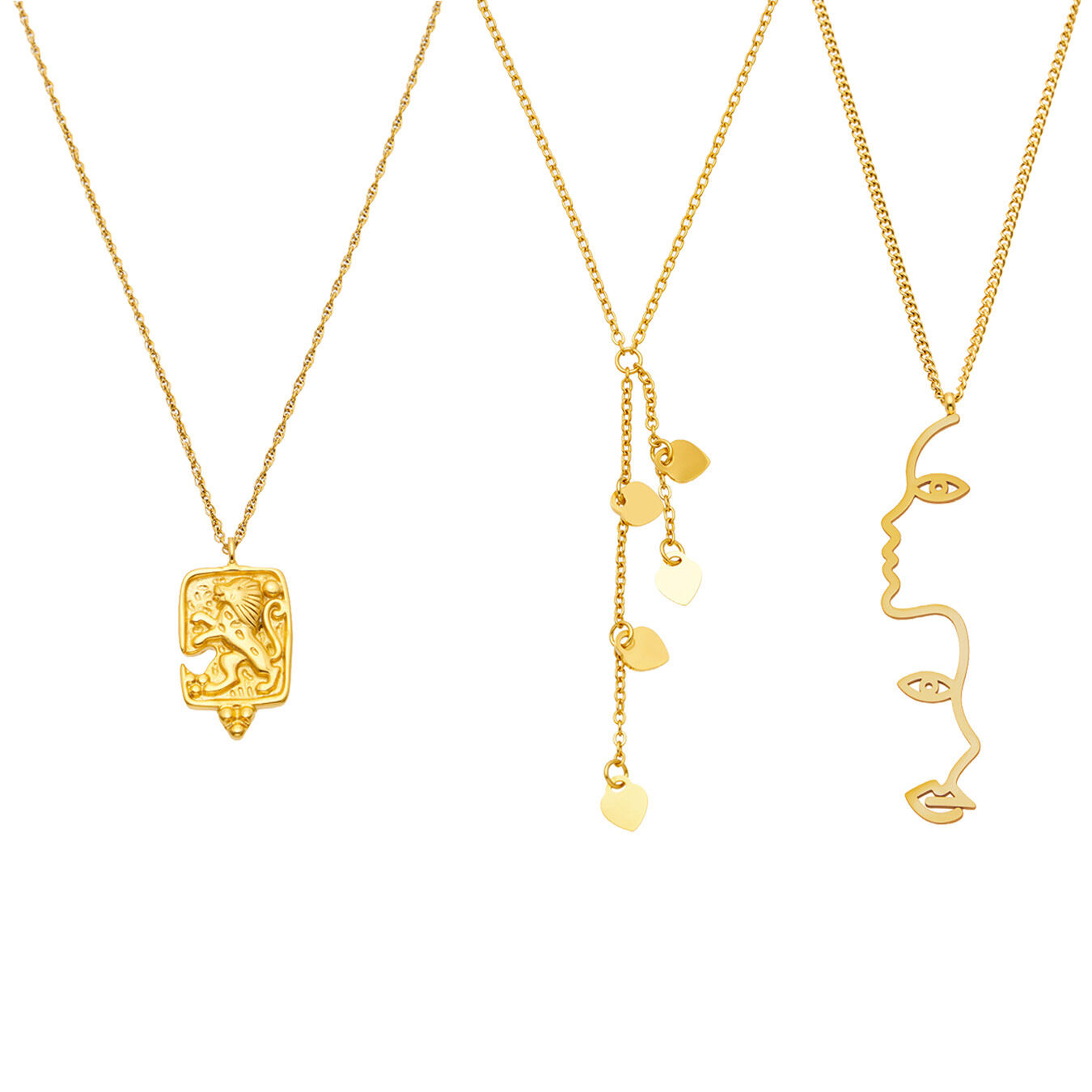 Collares Con Colgante Para Mujer De La Serie Simple Elegant Figure Chain, De Acero Inoxidable, Resistentes Al Agua Y Color Dorado. h5 Imagen4