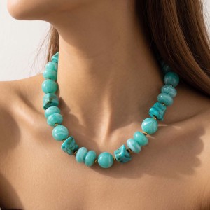Simple Series Retro Beads Gradient Color Acrylic Women's Beaded Necklaces h5 Picture3