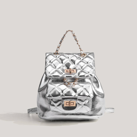 Lässiger Damenrucksack aus PU-Leder mit Steppnähten, Metallbeschlägen, einfarbig und in Premiumqualität 2