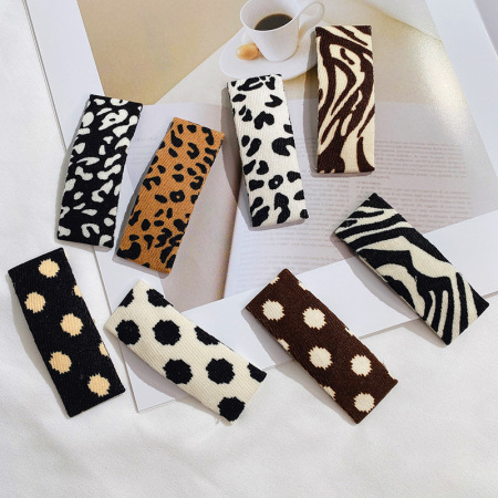 Simple Series Retro Leopard Print Polka Dots Mixed Color Animal Print Fabric Hair Clips
