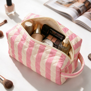 Simple Series Daily Stripe Mixed Color Polyester Makeup Bags h5 Picture2