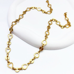 Simple Heart Stainless Steel Waterproof Gold Color Women's Chain Necklaces h5 Picture2